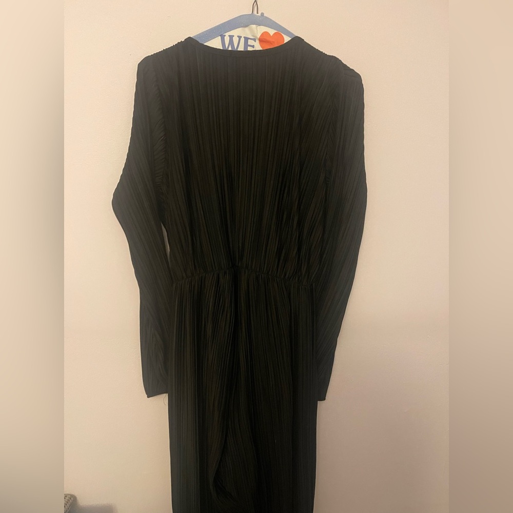 Boohoo Black Long Sleeve Tie Waist Jumpsuit